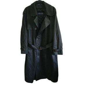Ralph Ralph Lauren Trench Coat Mens 46 Regular Y2K Black Water Repellent Removea